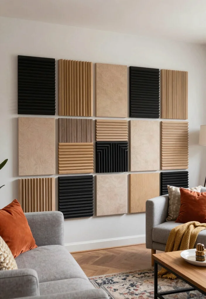 27 Living Room Divider Ideas to Define Your Open Space - 26. Acoustic Panels for Noise Control 1