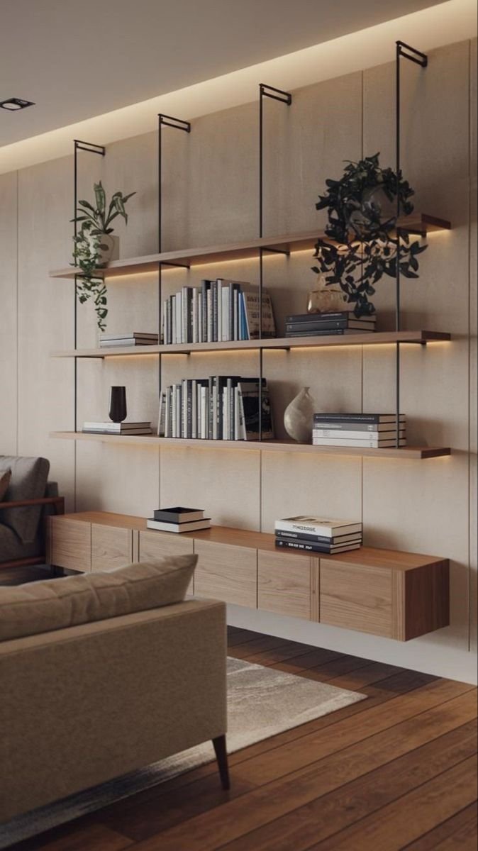 27 Living Room Wall Unit Ideas for Style and Storage - 12. Scandinavian Wall Units for Minimalist Style 1