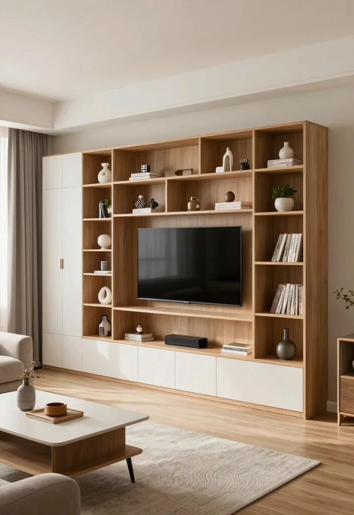 27 Living Room Wall Unit Ideas for Style and Storage - 13. Smart Storage Solutions with Wall Units 1