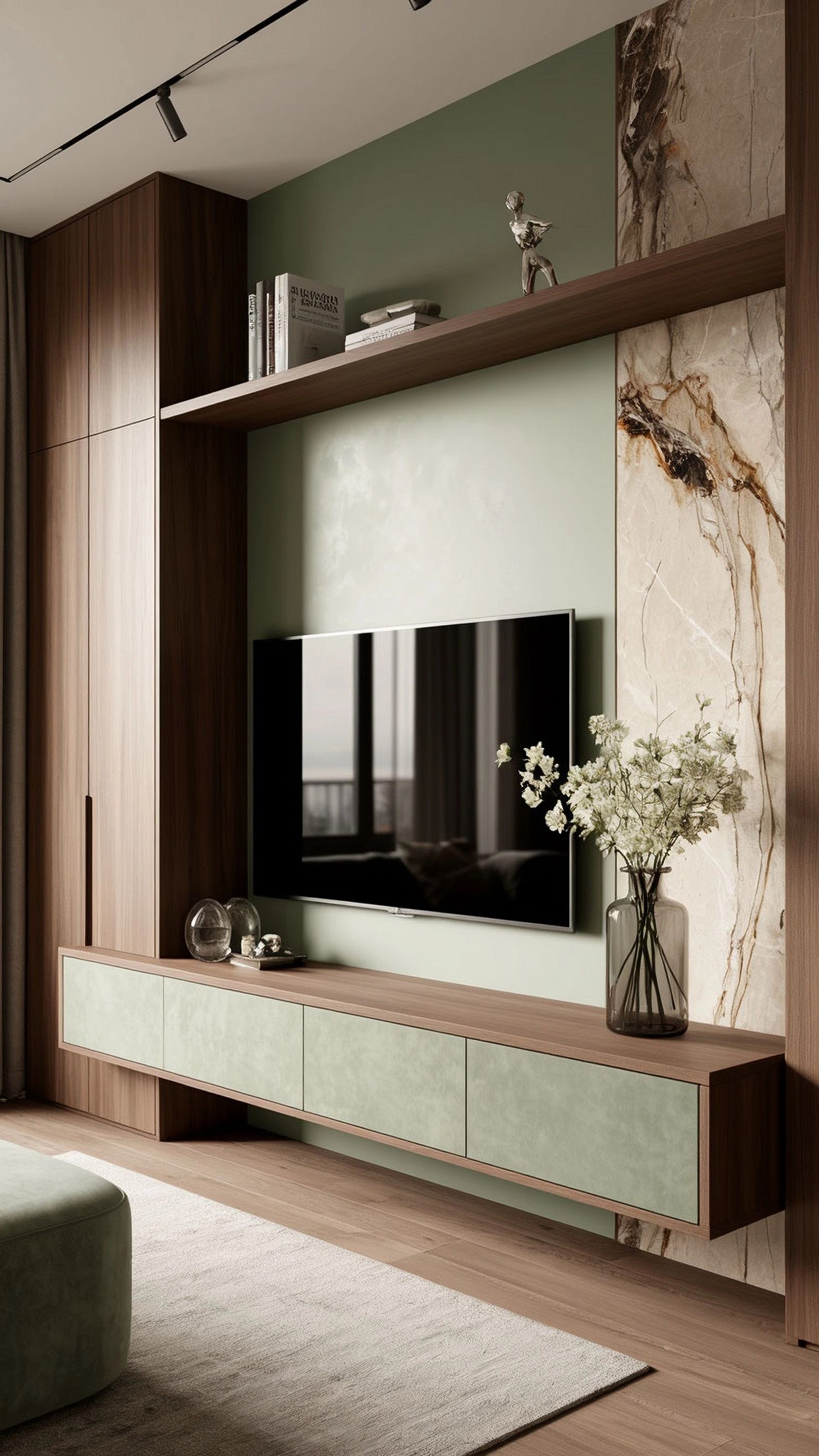 27 Living Room Wall Unit Ideas for Style and Storage - 17. Minimalist Wall Units for Clutter-Free Living 1