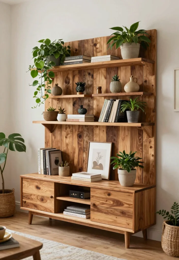 27 Living Room Wall Unit Ideas for Style and Storage - 18. Eco-friendly Wall Units for Sustainable Living 1