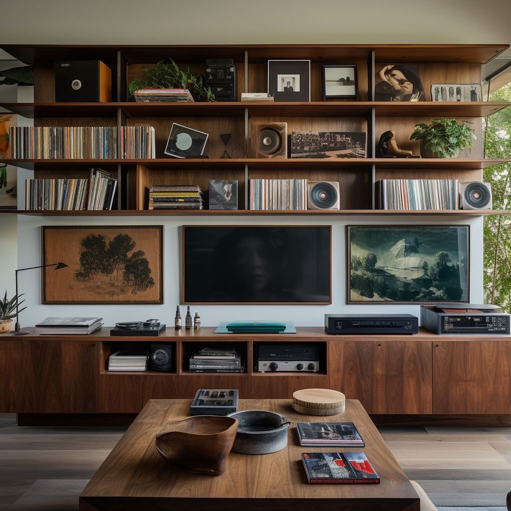 27 Living Room Wall Unit Ideas for Style and Storage - 20. Wall Units with Built-in Speakers 1