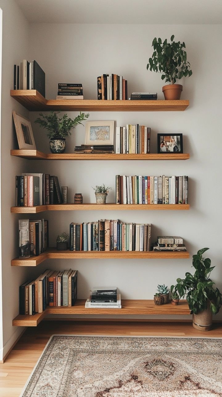27 Living Room Wall Unit Ideas for Style and Storage - 9. Open Shelving for Display and Storage 1