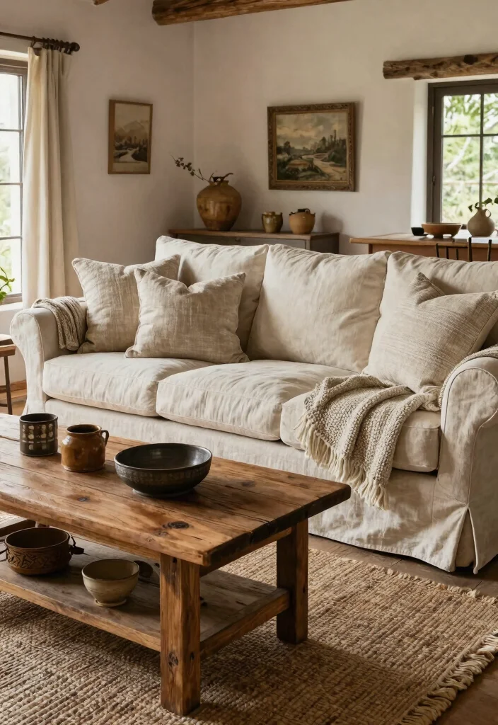 27 Mediterranean Sofa Ideas for a Warm - 12. Farmhouse-Inspired Sofa for Rustic Charm 1