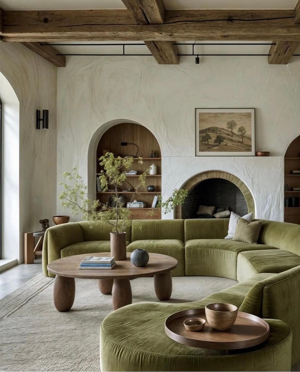 27 Mediterranean Sofa Ideas for a Warm - 16. Textured Curved Sofa for Soft Elegance 1