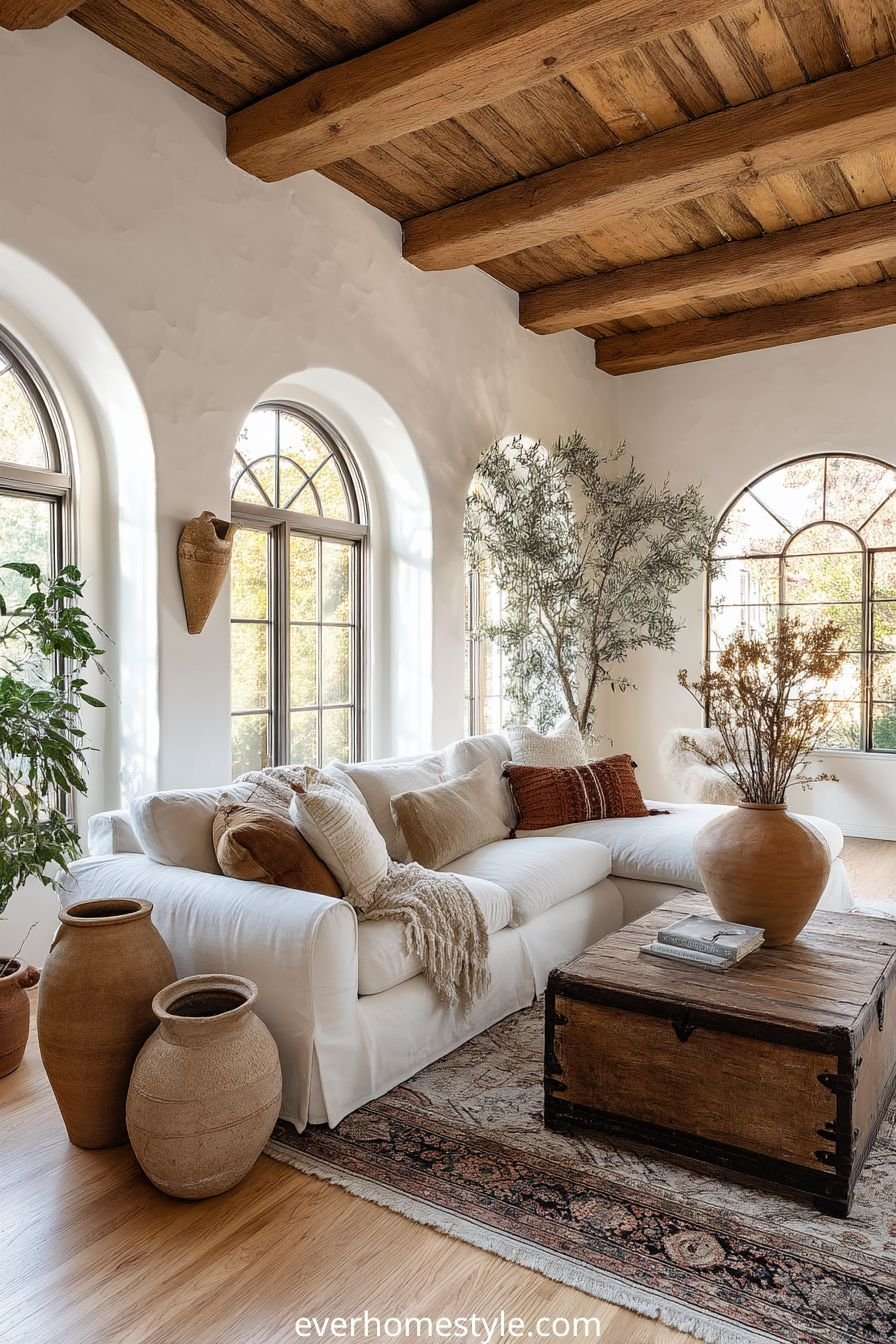 27 Mediterranean Sofa Ideas for a Warm - 18. Rustic Leather Sofa for Timeless Appeal 1