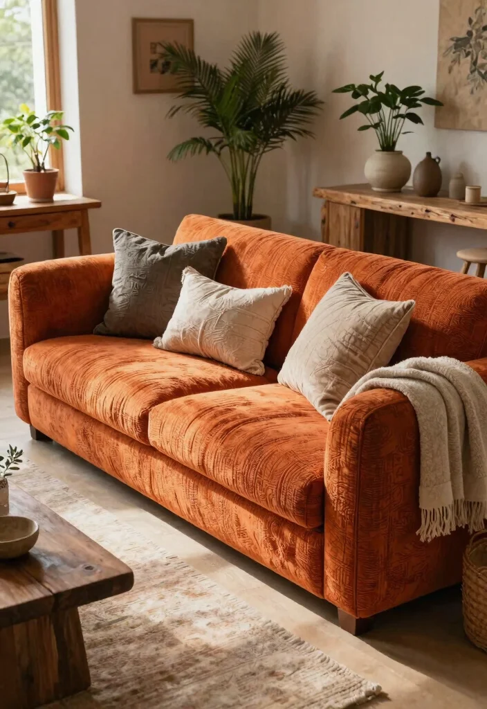 27 Mediterranean Sofa Ideas for a Warm - 19. Contemporary Textured Sofa with a Twist 1