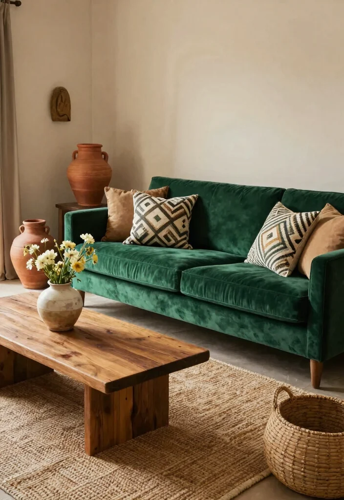 27 Mediterranean Sofa Ideas for a Warm - 2. Rich Velvet Sofa for Luxe Comfort 1