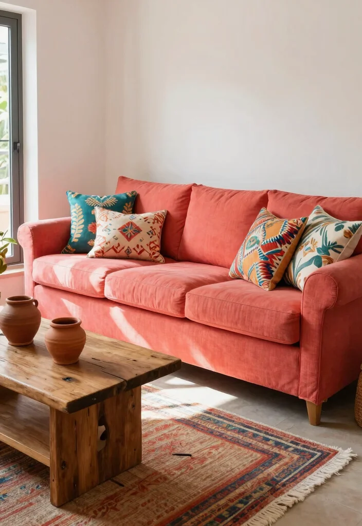 27 Mediterranean Sofa Ideas for a Warm - 21. Colorful Sofa for a Vibrant Touch 1