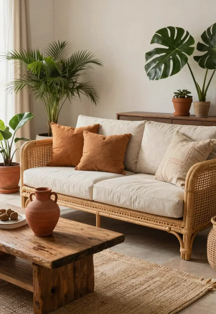27 Mediterranean Sofa Ideas for a Warm - 6. Woven Sofa with Natural Materials 1
