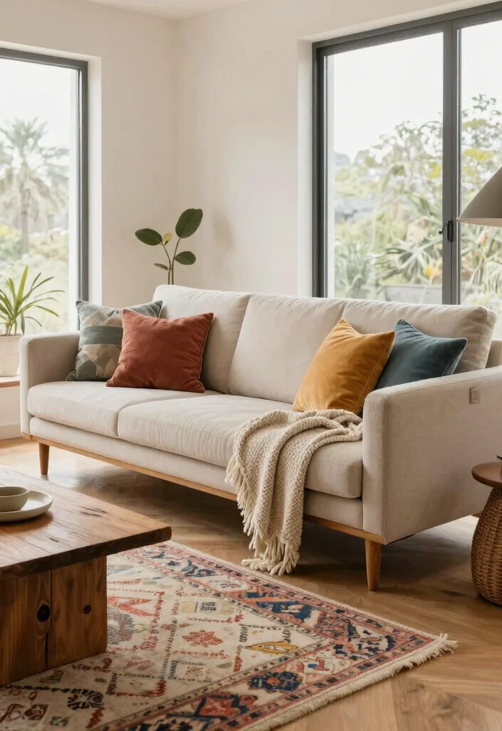 27 Mediterranean Sofa Ideas for a Warm - 8. Mid-Century Modern Sofa with Cozy Lines 1