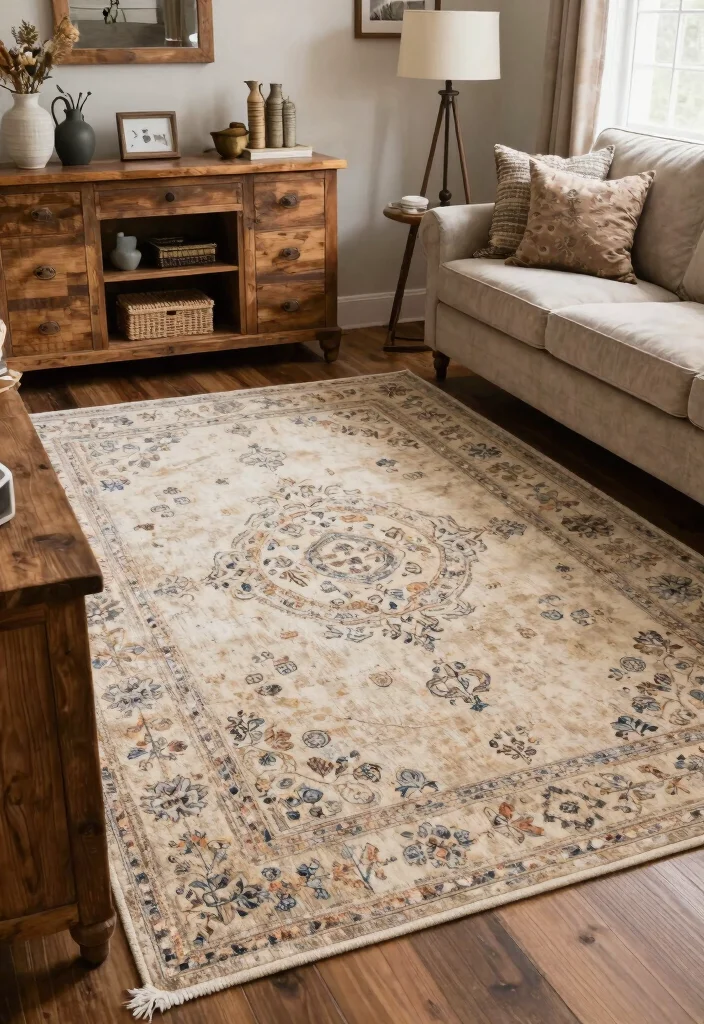 27 Plush Area Rugs That Make Your Living Room Feel Like a Cloud - 23. Farmhouse Charm 1