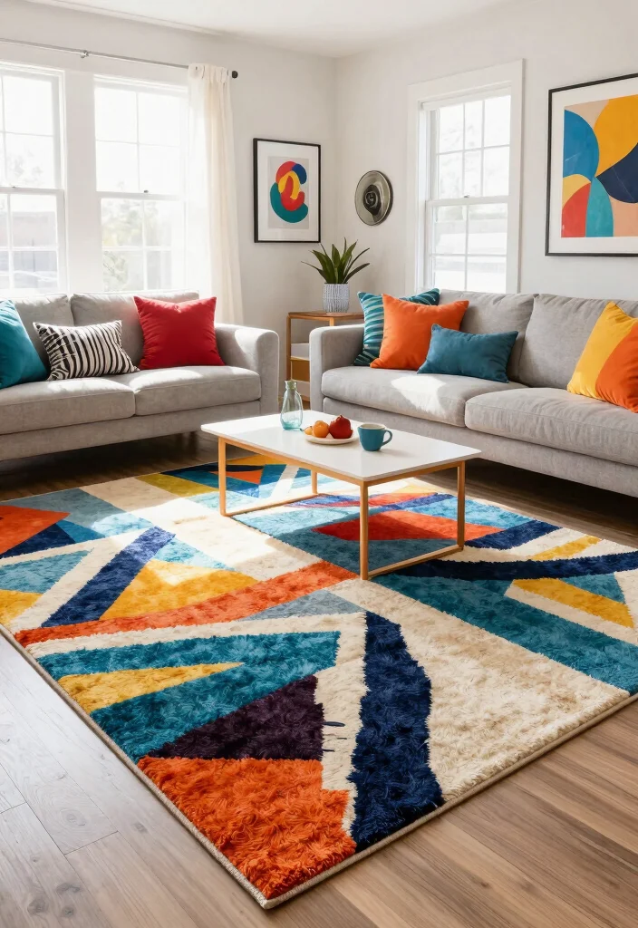 27 Plush Area Rugs That Make Your Living Room Feel Like a Cloud - 3. Bold Patterns 1