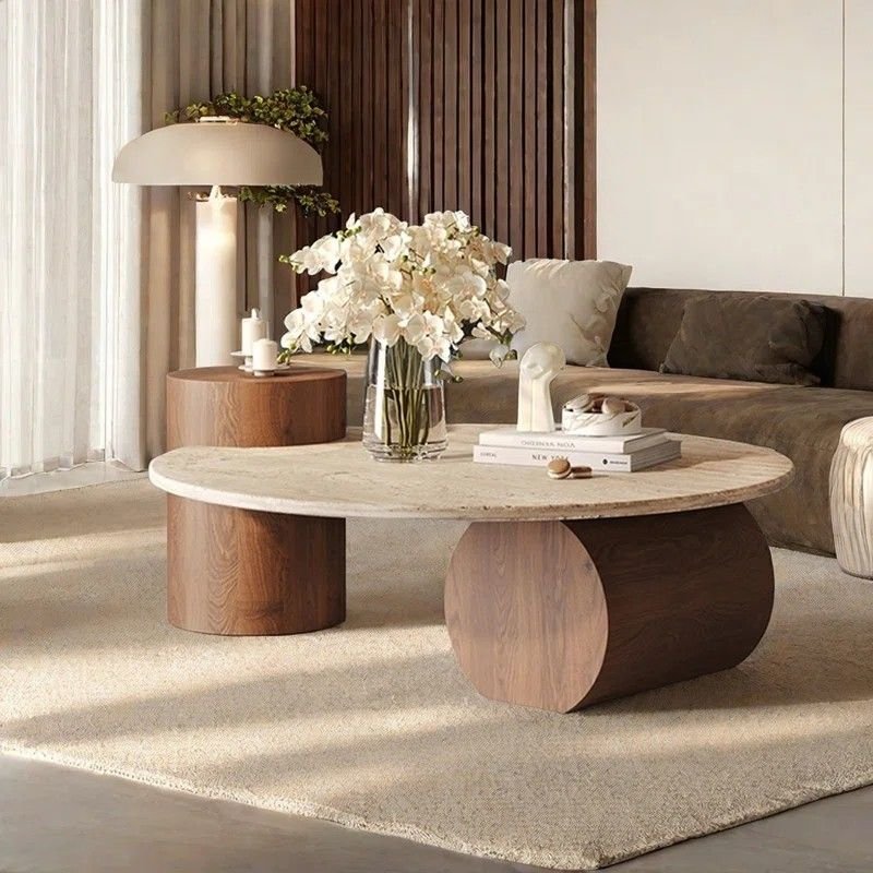 27 Round Furniture Ideas That Add Flow to Your Living Room - 1. Circular Coffee Tables: Centerpiece of Sustainability 1