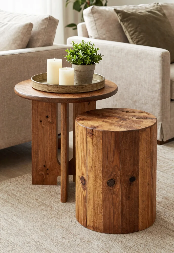 27 Round Furniture Ideas That Add Flow to Your Living Room - 10. Round Side Tables: Perfectly Functional 1