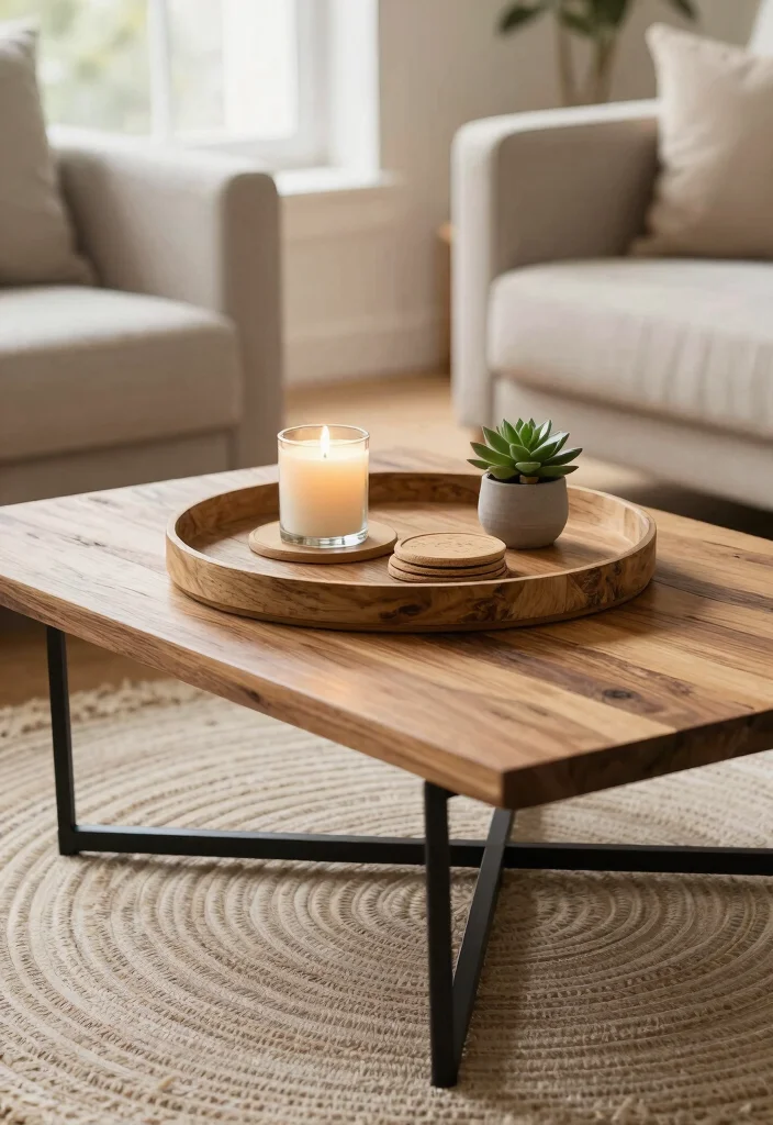 27 Round Furniture Ideas That Add Flow to Your Living Room - 12. Round Decorative Trays: Organizing with Style 1