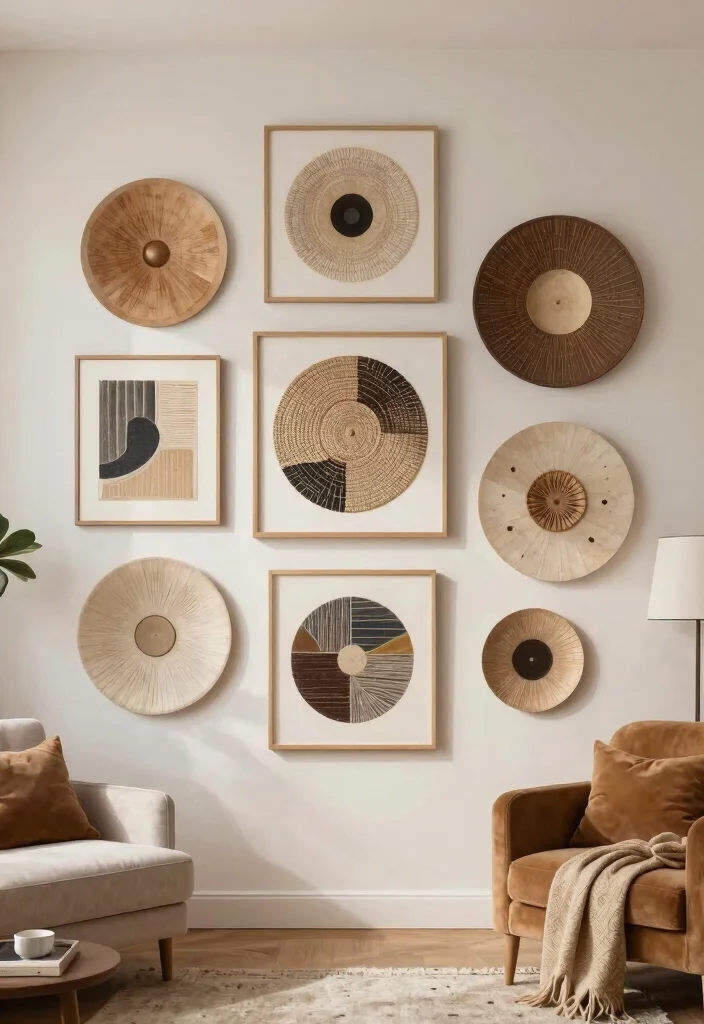 27 Round Furniture Ideas That Add Flow to Your Living Room - 13. Round Art Pieces: Adding Creativity 1