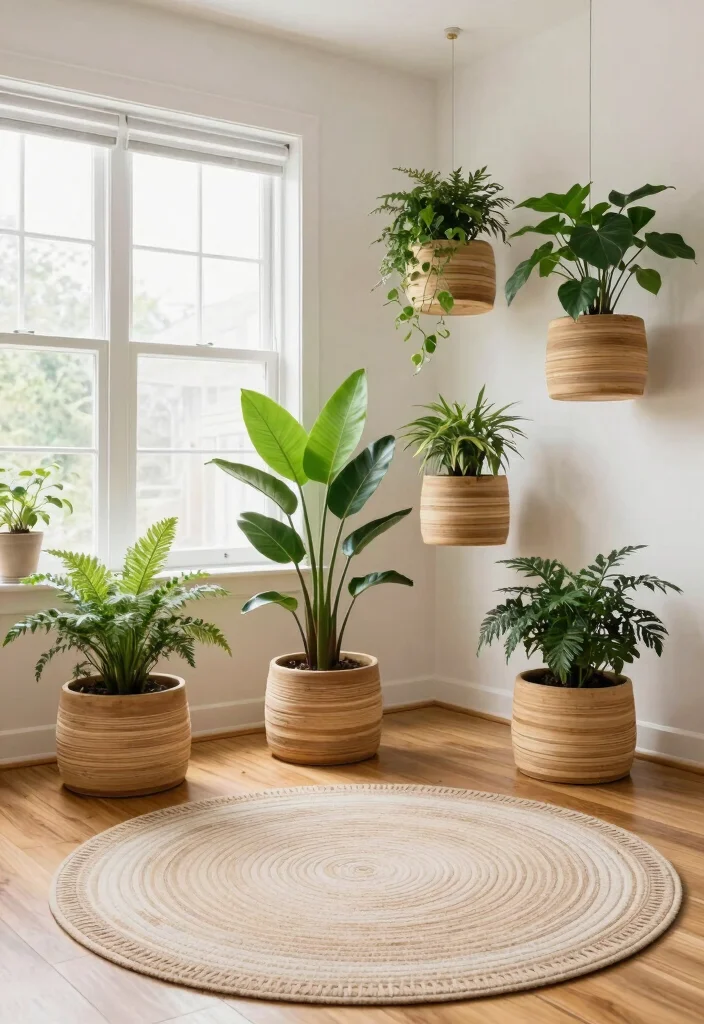 27 Round Furniture Ideas That Add Flow to Your Living Room - 14. Circular Plant Stands: Bringing Nature Indoors 1