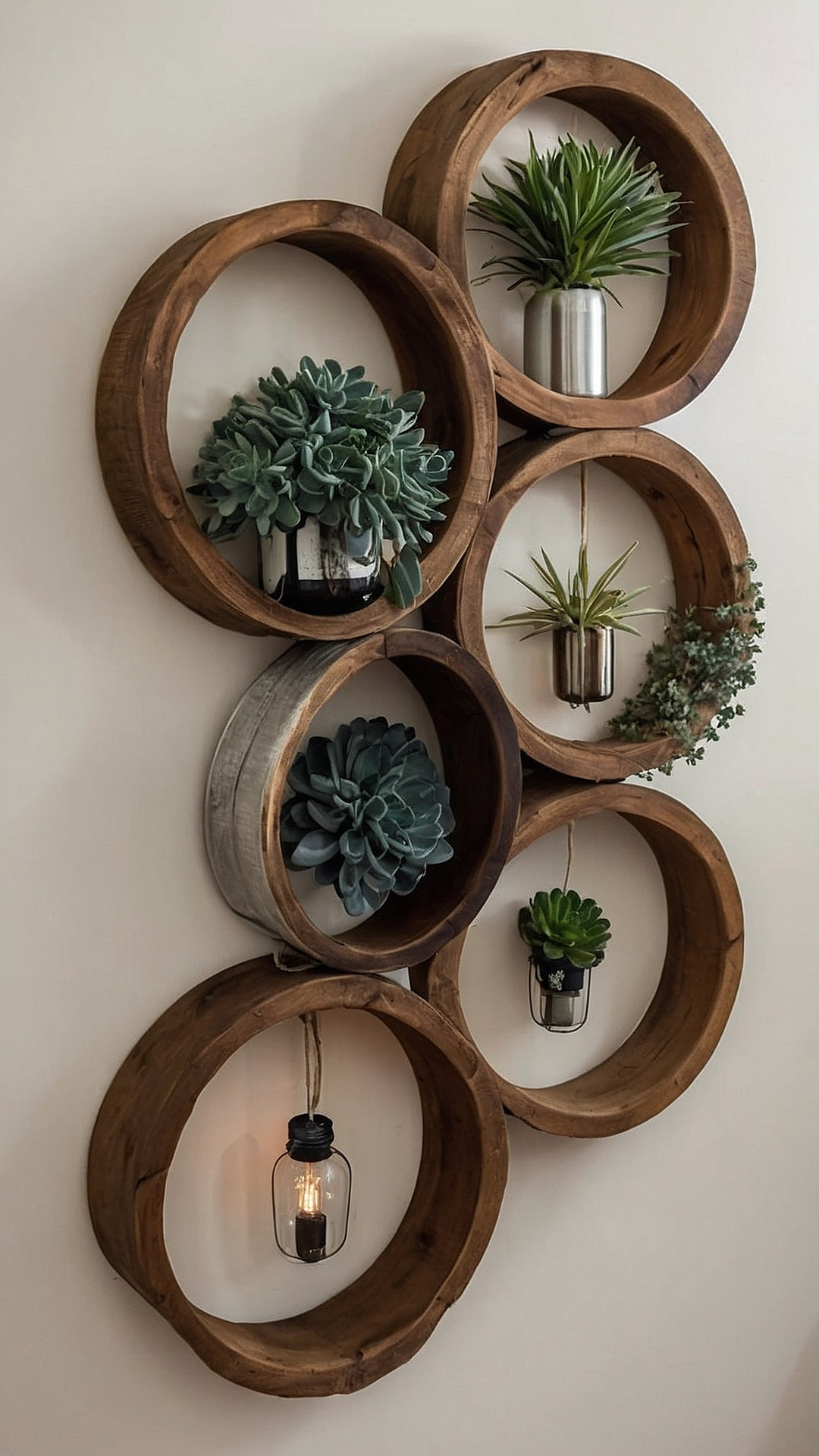 27 Round Furniture Ideas That Add Flow to Your Living Room - 22. Round Wall Shelves: Multi-functional Decor 1