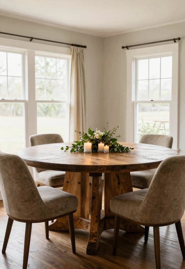 27 Round Furniture Ideas That Add Flow to Your Living Room - 6. Round Dining Tables: For Family Gatherings 1