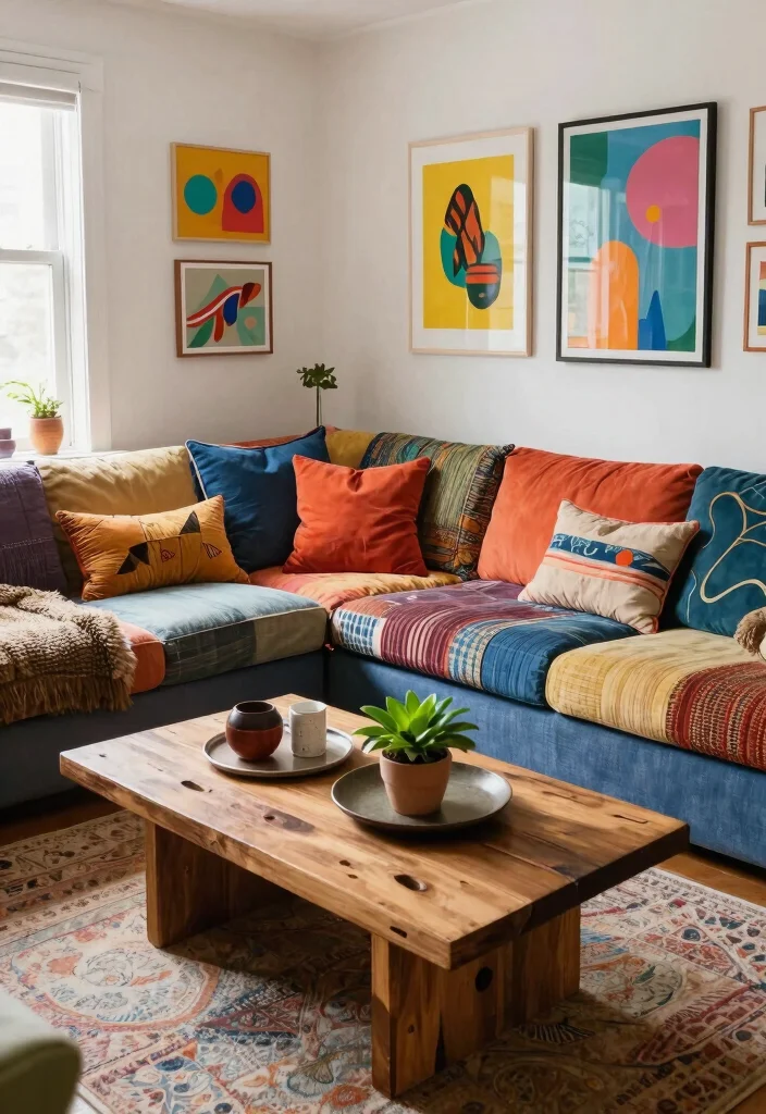 27 Sectional Living Room Couch Ideas for Every Layout - 12. Eclectic Sectionals for a Unique Touch 1