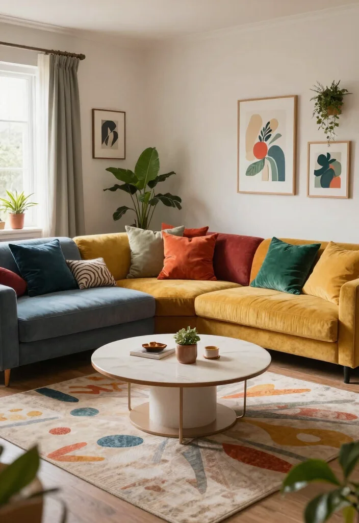 27 Sectional Living Room Couch Ideas for Every Layout - 16. Sectionals with Unique Shapes for Creative Spaces 1