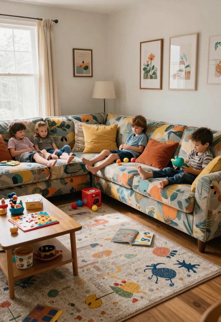27 Sectional Living Room Couch Ideas for Every Layout - 23. Kid-Friendly Sectionals for Family Living 1