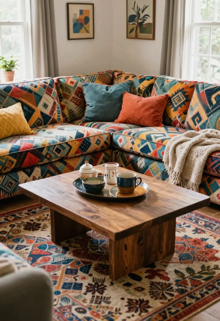 27 Sectional Living Room Couch Ideas for Every Layout - 25. Statement-Making Patterns for Bold Expressions 1