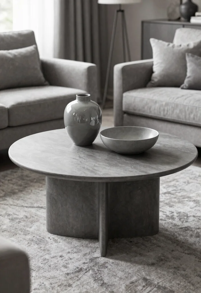 28 Center Table Living Room Ideas for Every Style - 18. Monochromatic Magic 1