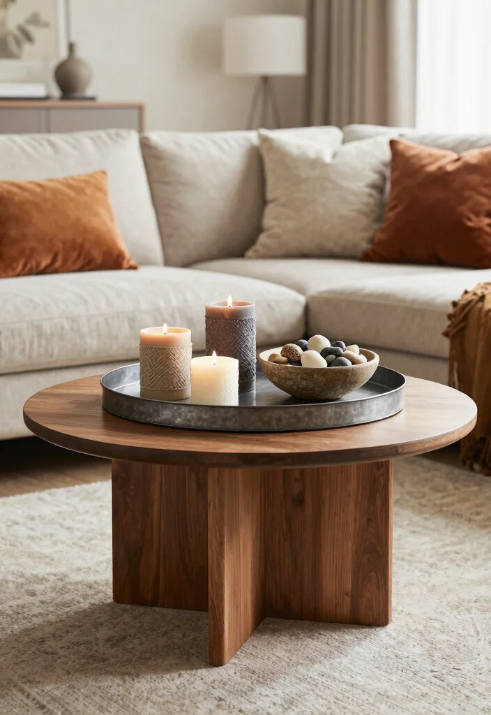 28 Center Table Living Room Ideas for Every Style - 9. Textured Centerpieces 1