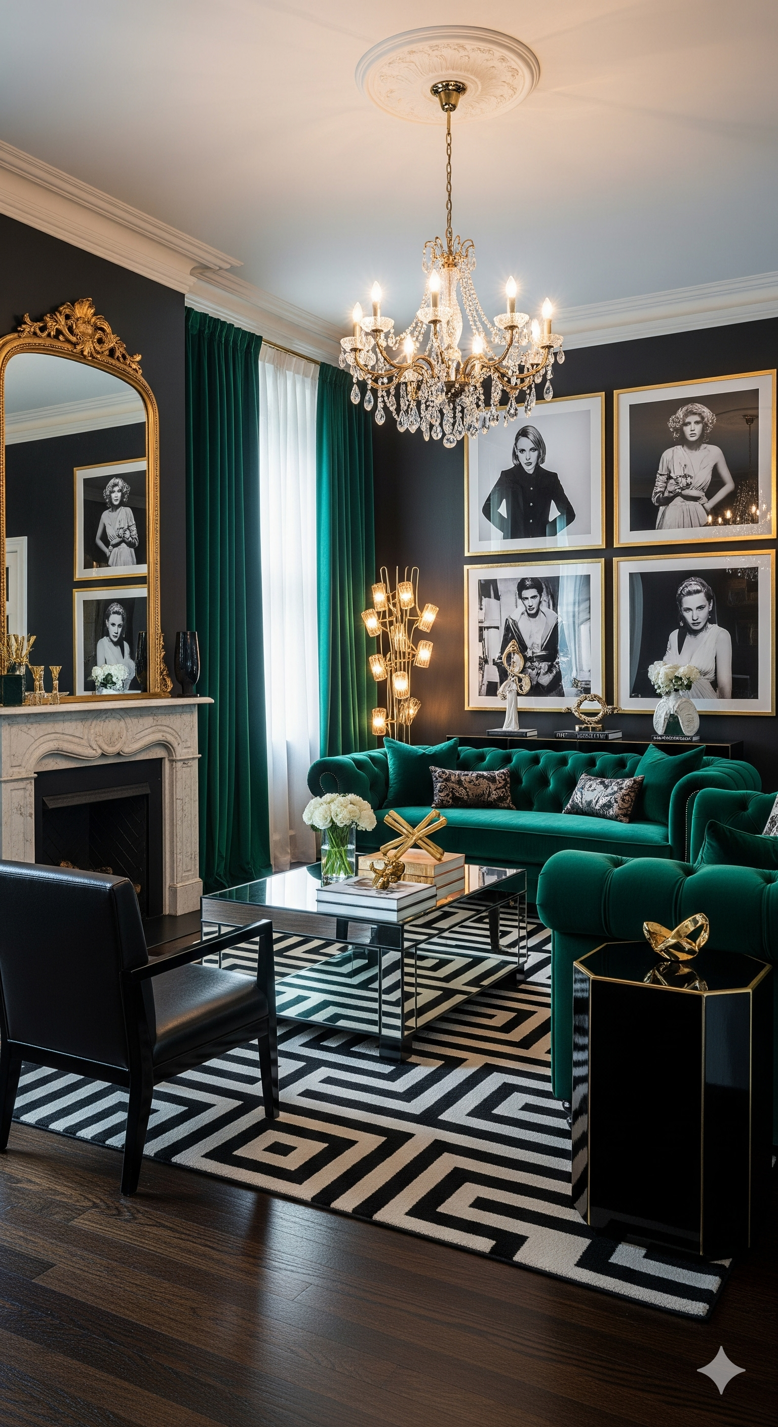 28 Green Velvet Sofa Living Room Ideas That Wow - 11. Artistic Expression 1