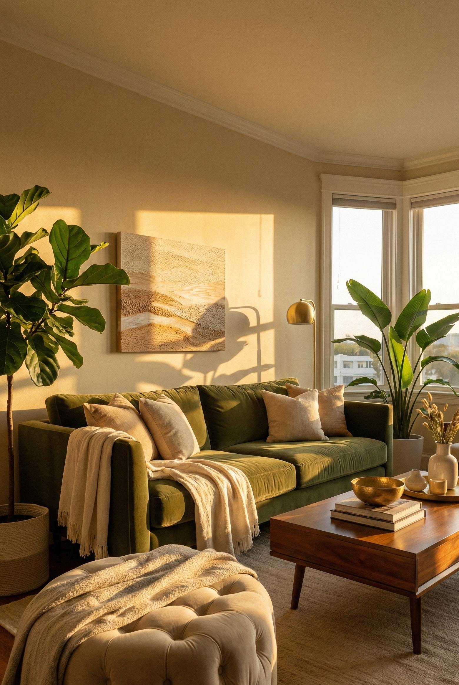 28 Green Velvet Sofa Living Room Ideas That Wow - 2. Minimalist Chic with a Twist 1