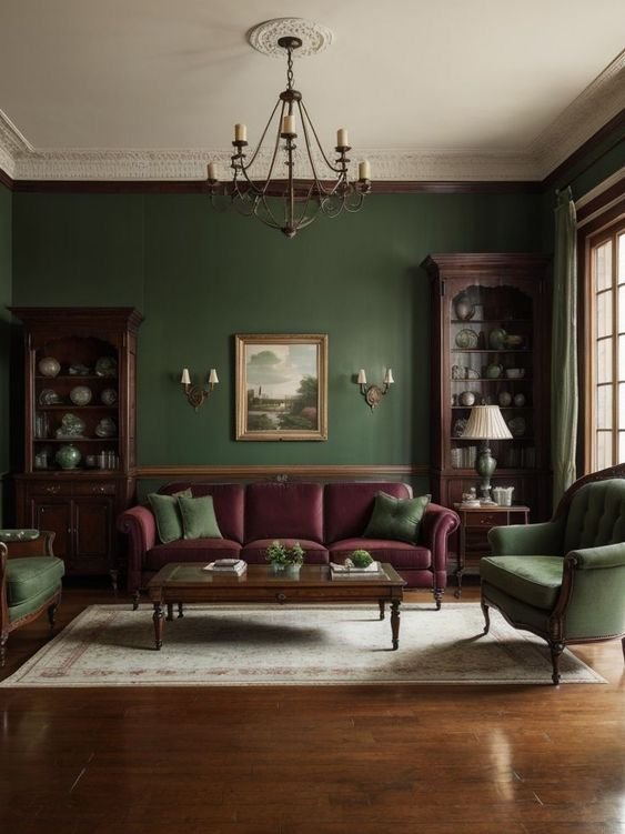 28 Green Velvet Sofa Living Room Ideas That Wow - 9. Urban Jungle 1