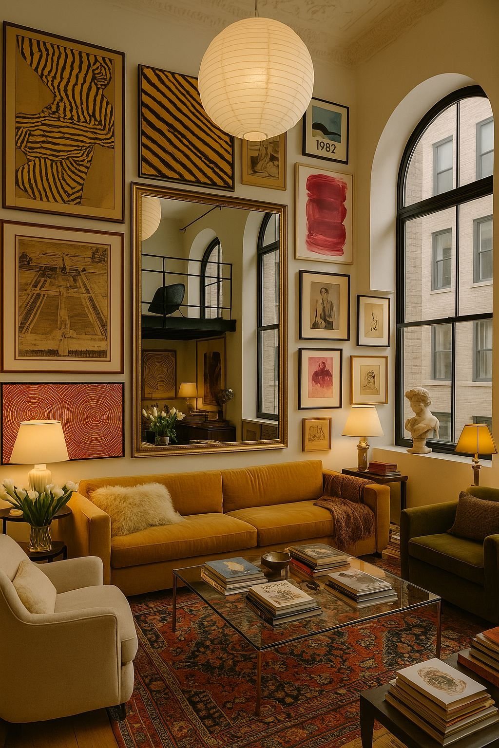 28 Leather Couch Living Room Ideas That Never Go Out of Style - 10. Eclectic Art Gallery with Your Couch as a Focal Point 1