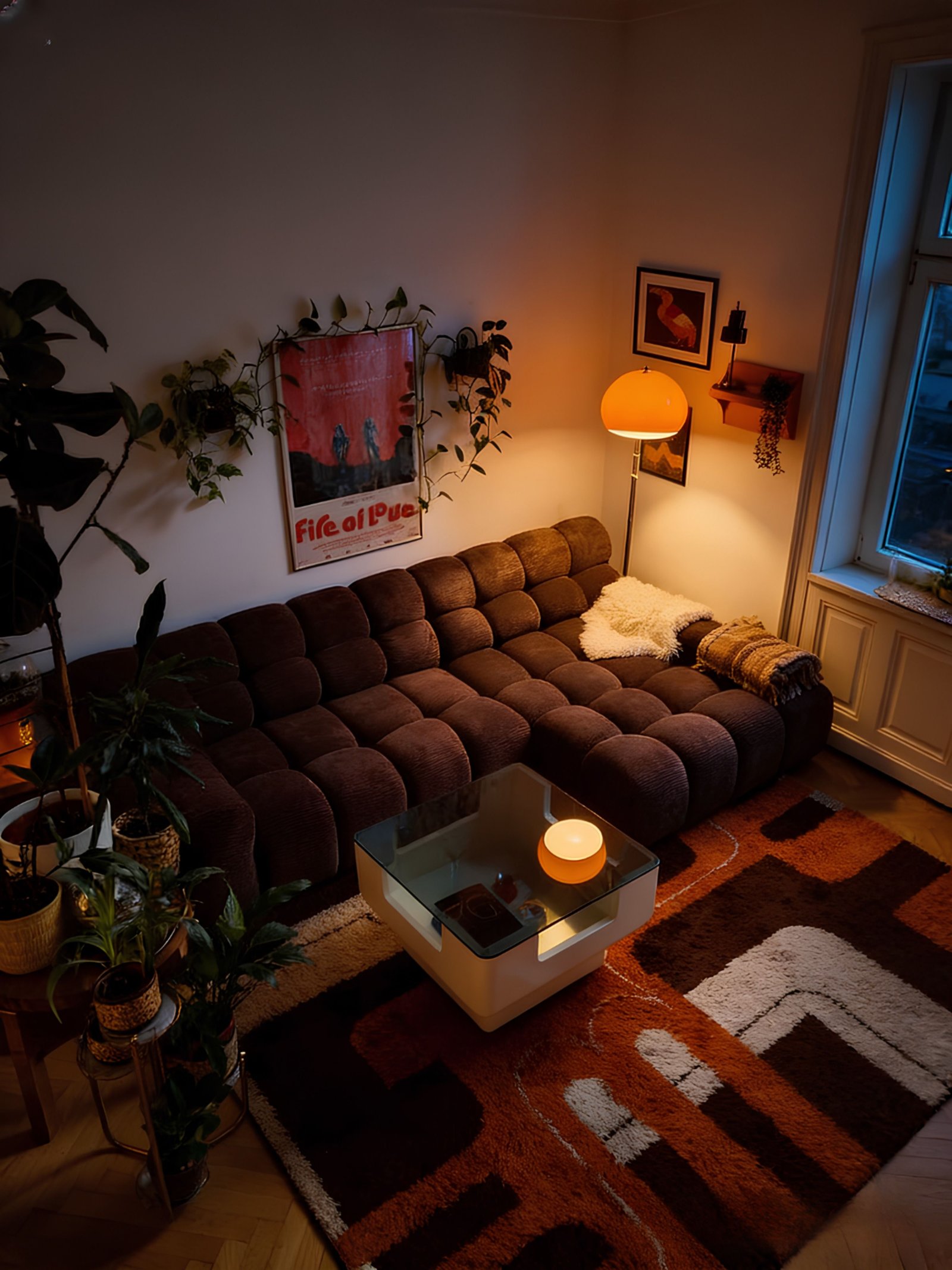 28 Leather Couch Living Room Ideas That Never Go Out of Style - 16. Layered Lighting for Warmth 1
