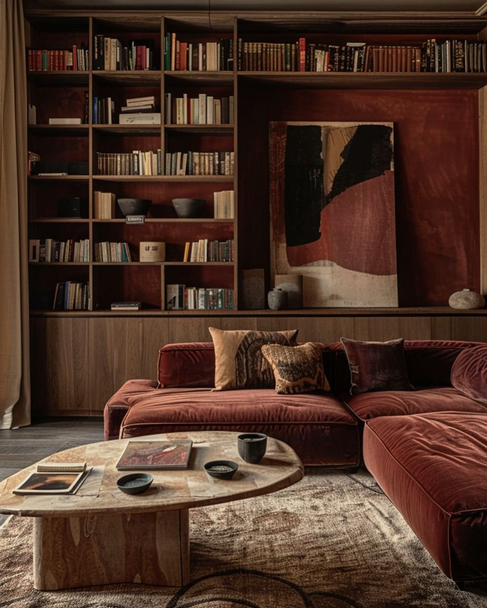 28 Leather Couch Living Room Ideas That Never Go Out of Style - 17. Custom Built-ins for Functionality 1