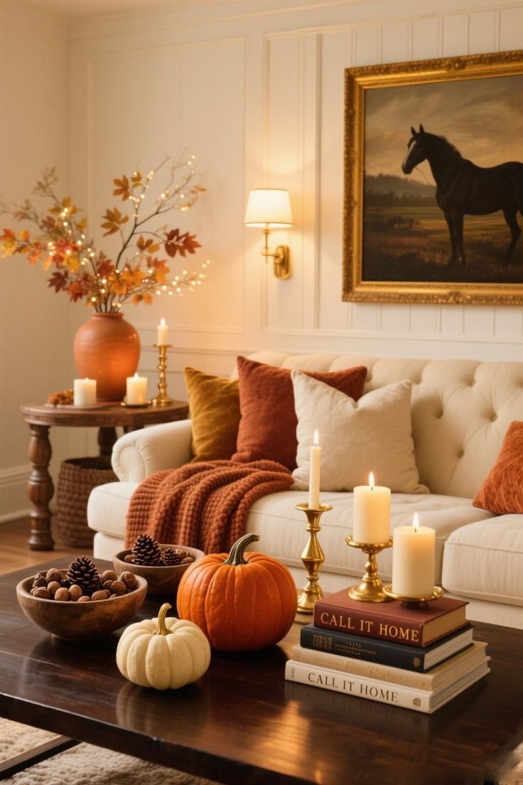 28 Leather Couch Living Room Ideas That Never Go Out of Style - 18. Seasonal Decor Changes 1