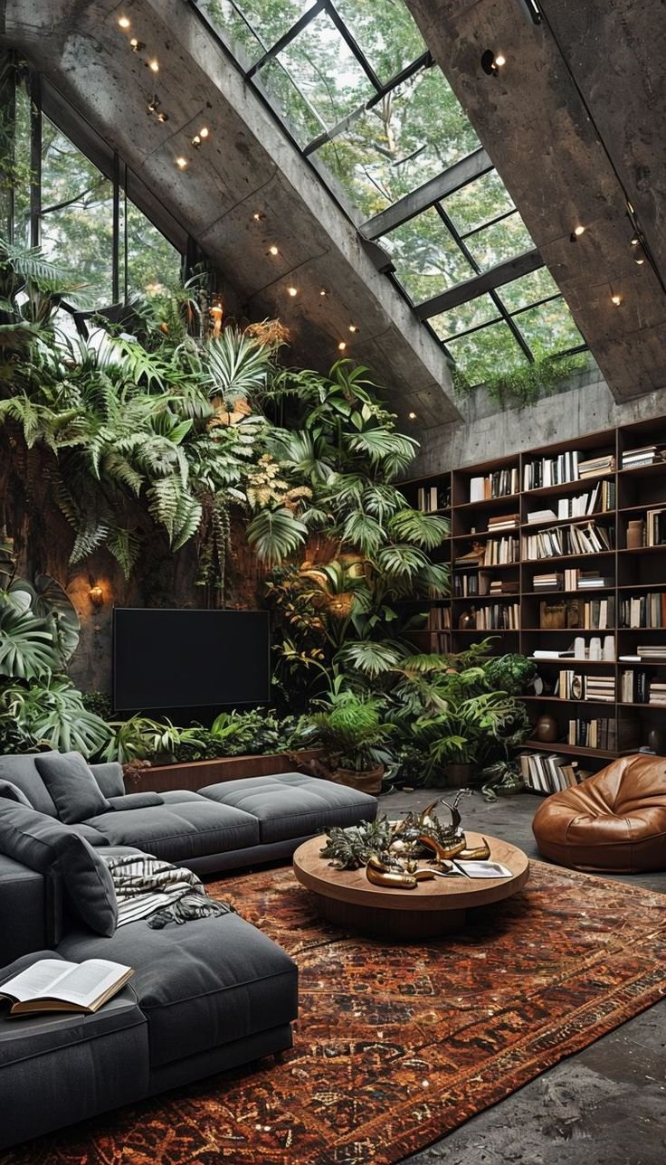 28 Leather Couch Living Room Ideas That Never Go Out of Style - 26. Outdoor Inspired Living Room 1