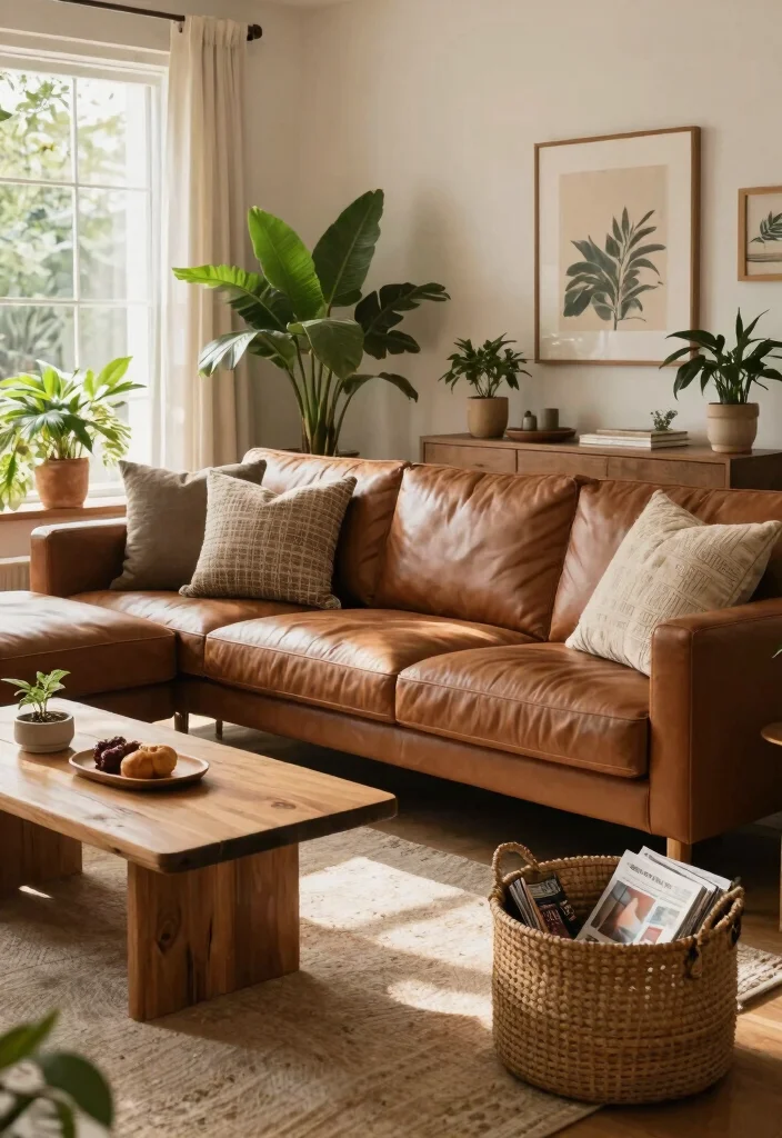 28 Leather Sectional Sofa Ideas That Redefine Cozy Living - 1. Earthy Tones for a Tranquil Vibe 1