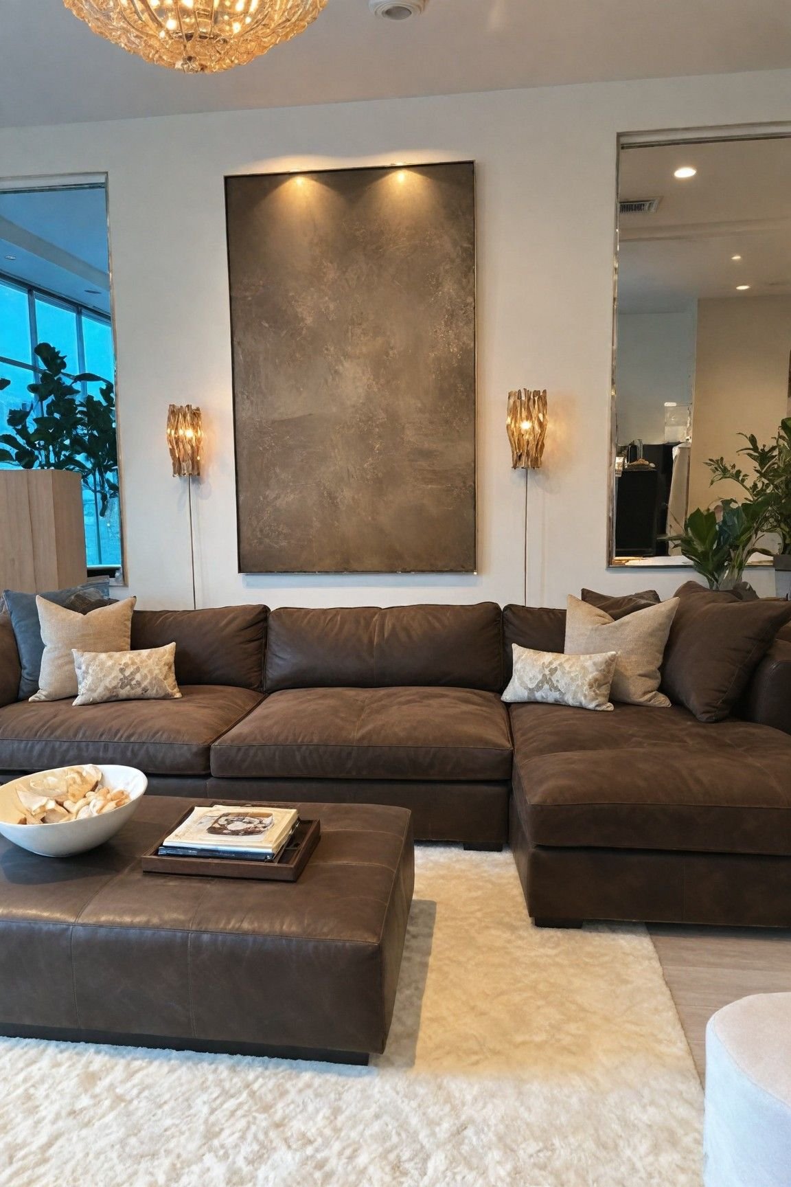 28 Leather Sectional Sofa Ideas That Redefine Cozy Living - 13. Contrasting Elements 1
