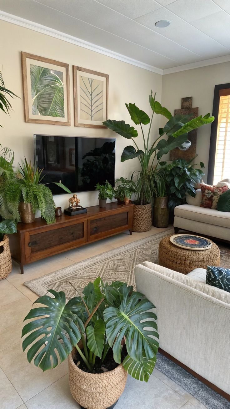 28 Living Room Shelf Ideas That Are Equal Parts Stylish and Functional - 13. Plants on Shelves 1