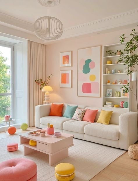 28 Living Room Shelf Ideas That Are Equal Parts Stylish and Functional - 19. Soft Pastels 1
