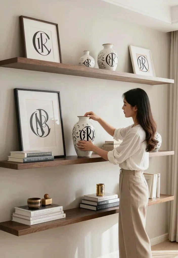 28 Living Room Shelf Ideas That Are Equal Parts Stylish and Functional - 26. Monogrammed Decor 1