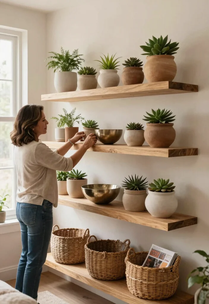 28 Living Room Shelf Ideas That Are Equal Parts Stylish and Functional - 3. Layered Textures 1