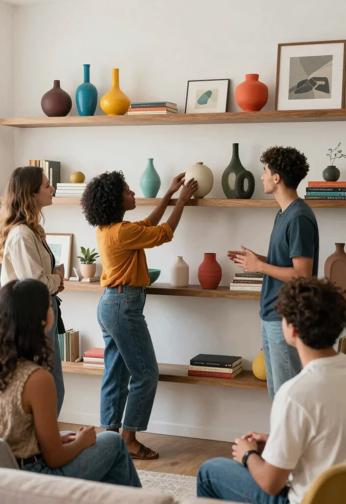 28 Living Room Shelf Ideas That Are Equal Parts Stylish and Functional - 6. Artistic Shelf Displays 1