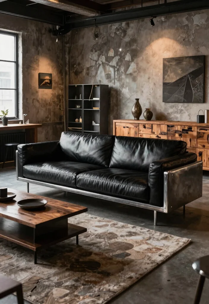 28 Luxury Sofa Living Room Ideas to Elevate Your Space - 10. Modern Industrial 1