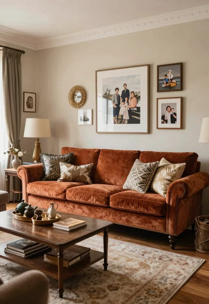 28 Luxury Sofa Living Room Ideas to Elevate Your Space - 28. Personal Touches 1