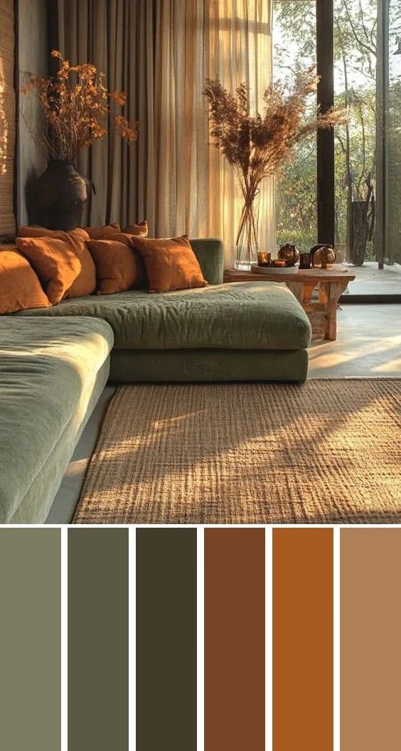 28 Olive Green Sofa Ideas That Look Stunning in Any Room - 23. Vibrant Wall Hangings 1