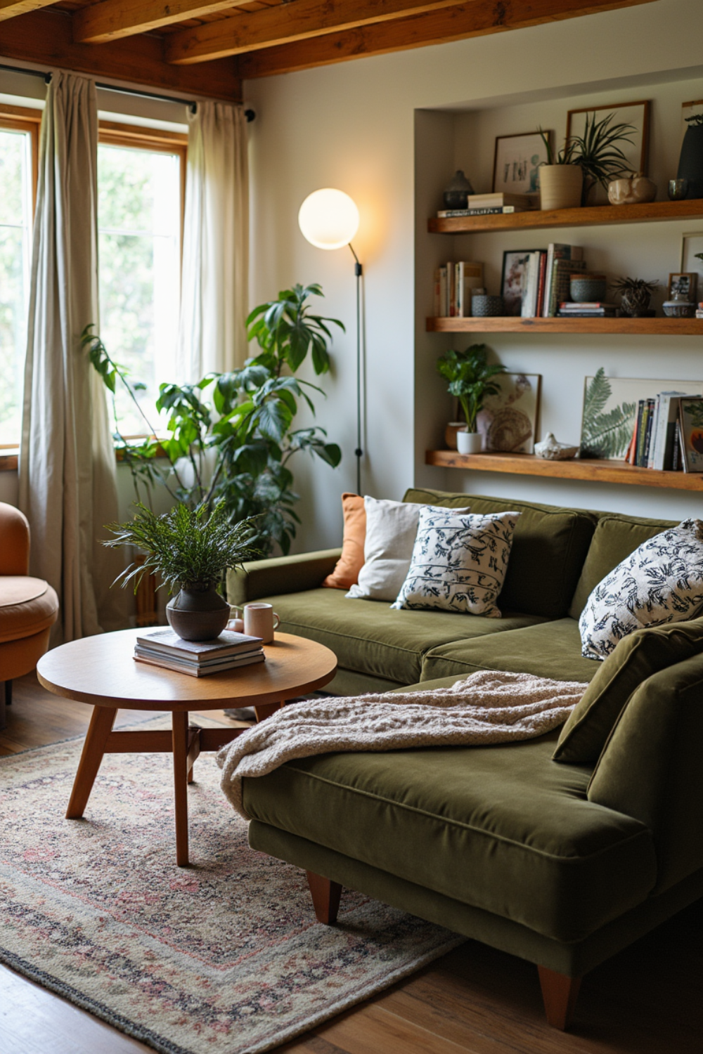 28 Olive Green Sofa Ideas That Look Stunning in Any Room - 24. Soft Lighting Options 1