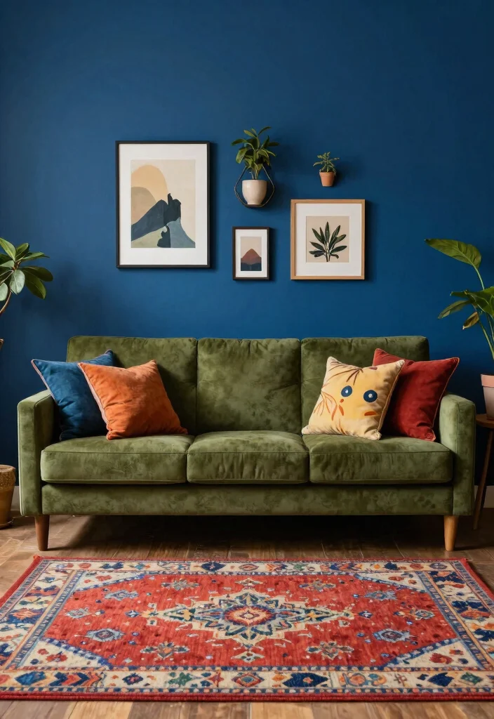28 Olive Green Sofa Ideas That Look Stunning in Any Room - 6. Bold Wall Colors 1